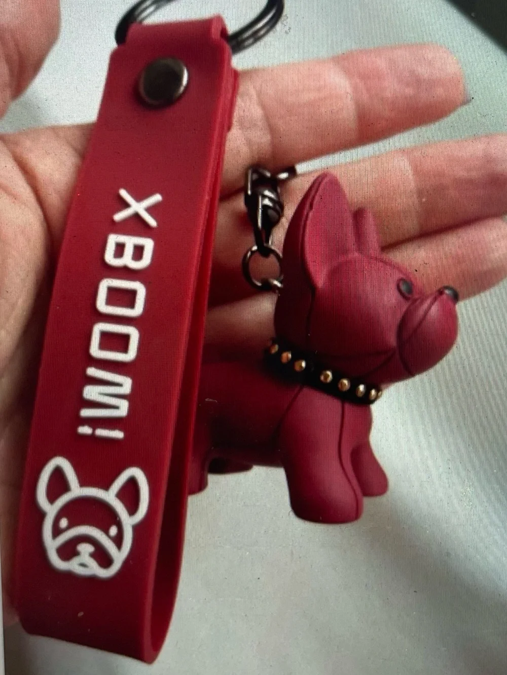 Kids Silicone French Bulldog Keychain - Red and Black